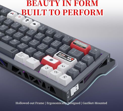 Kutethy KY67 Wireless Gaming Keyboard,Skeleton Aluminum Shell/Gasket Mount/65% Layout/2.4GHz/Type-C/BT5.0/Heat-Sublimation PBT Keycaps,Custom Game Mechanical Keyboard(Gateron Ghost Switch) in Saudi Arabia