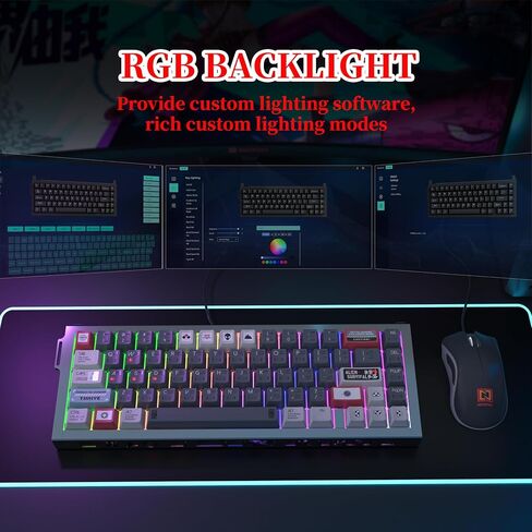 Kutethy KY67 Wireless Gaming Keyboard,Skeleton Aluminum Shell/Gasket Mount/65% Layout/2.4GHz/Type-C/BT5.0/Heat-Sublimation PBT Keycaps,Custom Game Mechanical Keyboard(Gateron Ghost Switch) in Saudi Arabia
