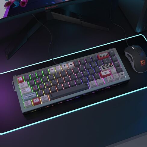 Kutethy KY67 Wireless Gaming Keyboard,Skeleton Aluminum Shell/Gasket Mount/65% Layout/2.4GHz/Type-C/BT5.0/Heat-Sublimation PBT Keycaps,Custom Game Mechanical Keyboard(Gateron Ghost Switch) in Saudi Arabia