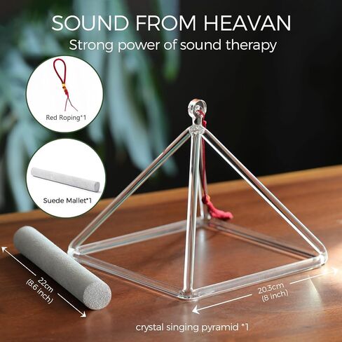 Sound Healing Crystal Singing Bowl Quartz Crystal Singing Pyramid 9'' With Free Suede Stick in Saudi Arabia
