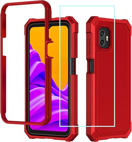 for Samsung XCover7 Pro Case with Screen Protector,Galaxy XCover 7 Pro Phone Case Front Bumper PC Hard Back Full Body Military Grade Protection Heavy Duty Cover for Samsung XCover 7Pro Black in Saudi Arabia