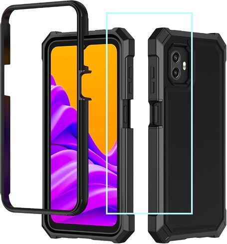 for Samsung XCover7 Pro Case with Screen Protector,Galaxy XCover 7 Pro Phone Case Front Bumper PC Hard Back Full Body Military Grade Protection Heavy Duty Cover for Samsung XCover 7Pro Black in Saudi Arabia