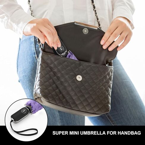 مظلة سفر مدمجة من LEAGERA صغيرة - قوس 42 بوصة، مظلة صغيرة أوتوماتيكية للمحفظة مظلة جيب قابلة للطي مع تصميم مقبض مسطح، مظلة محمولة وخفيفة الوزن مقاومة للماء للأمطار الخفيفة in Kuwait