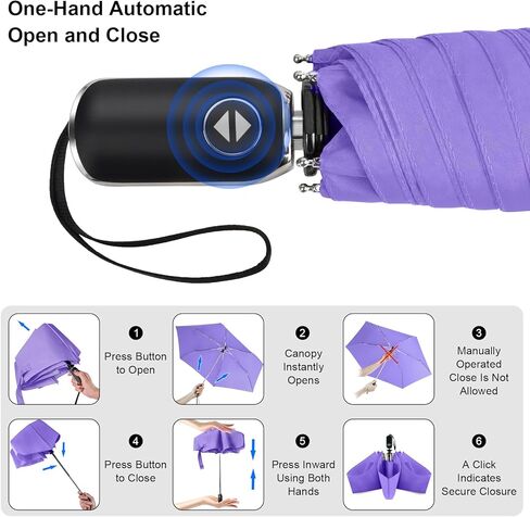 مظلة سفر مدمجة من LEAGERA صغيرة - قوس 42 بوصة، مظلة صغيرة أوتوماتيكية للمحفظة مظلة جيب قابلة للطي مع تصميم مقبض مسطح، مظلة محمولة وخفيفة الوزن مقاومة للماء للأمطار الخفيفة in Kuwait