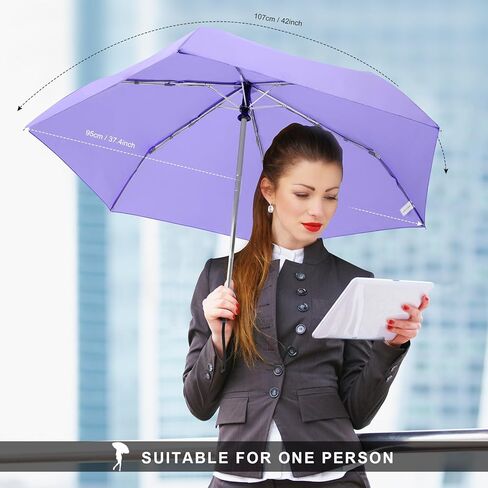 مظلة سفر مدمجة من LEAGERA صغيرة - قوس 42 بوصة، مظلة صغيرة أوتوماتيكية للمحفظة مظلة جيب قابلة للطي مع تصميم مقبض مسطح، مظلة محمولة وخفيفة الوزن مقاومة للماء للأمطار الخفيفة in Kuwait