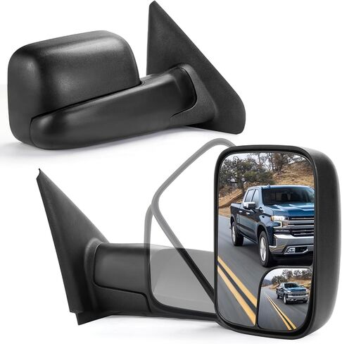 Driver and Passenger Side Tow Mirrors For for Dodge 02-08 Ram 1500 03-09 Ram 2500 3500 with POWER HEATED Without SIGNAL BLACK With Convex glasses in Kuwait