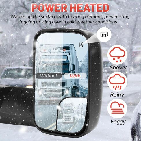 Driver and Passenger Side Tow Mirrors For for Dodge 02-08 Ram 1500 03-09 Ram 2500 3500 with POWER HEATED Without SIGNAL BLACK With Convex glasses in Kuwait