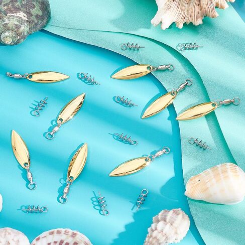 SUPERFINDINGS 15pcs Fishing Lures Willow or Colorado Blade Stainless Steel Color Spinner Blades Bearing Swivels Tail Spinner Spinnerbait Lure Making Supplies Bass Lures with 15pcs Fishing Spring Pins in Saudi Arabia