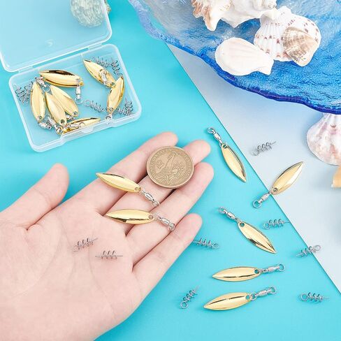 SUPERFINDINGS 15pcs Fishing Lures Willow or Colorado Blade Stainless Steel Color Spinner Blades Bearing Swivels Tail Spinner Spinnerbait Lure Making Supplies Bass Lures with 15pcs Fishing Spring Pins in Saudi Arabia