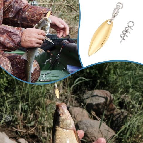 SUPERFINDINGS 15pcs Fishing Lures Willow or Colorado Blade Stainless Steel Color Spinner Blades Bearing Swivels Tail Spinner Spinnerbait Lure Making Supplies Bass Lures with 15pcs Fishing Spring Pins in Saudi Arabia