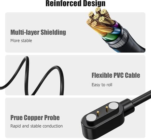 Compatible with SOUYIE Smart Watch Charger, Magnetic Replacement Charger Compatible for SOUYIE SW-7, H69, P109, T98 Smart Watch (2 Pack-Black+Black, 2.84mm pins Distance) in Saudi Arabia