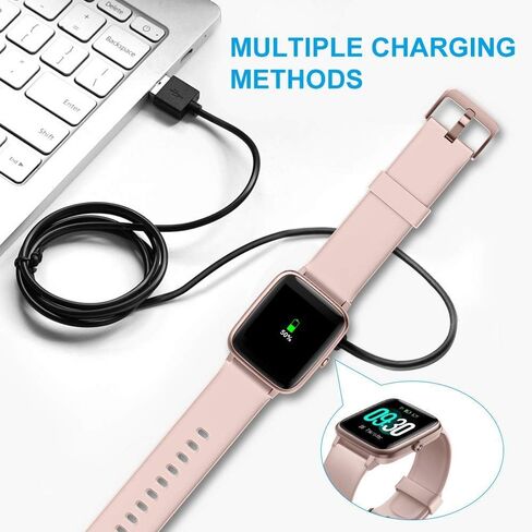 Compatible with SOUYIE Smart Watch Charger, Magnetic Replacement Charger Compatible for SOUYIE SW-7, H69, P109, T98 Smart Watch (2 Pack-Black+Black, 2.84mm pins Distance) in Saudi Arabia