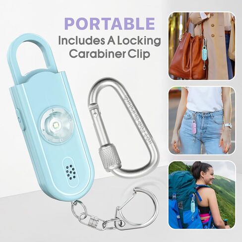 جهاز إنذار شخصي آمن للصوت ، 2 حزمة 130 ديسيبل صفرة صفارات الإنذار ، سلسلة مفاتيح إنذار أمان الطوارئ مع ضوء LED الصوتية ، صفارات الإنذار السلامة الشخصية للنساء ، الرجال ، الأطفال ، كبار السن in Kuwait