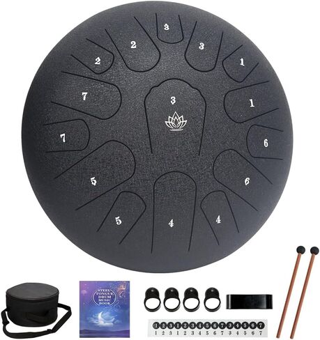 Yasisid Steel Tongue Drum 6 Inche 8 Note Steel Drums Instruments,Percussion Instrument,with Soft Bag,Music Book,2 Mallets,for Meditation or Yoga (8 Notes, White) in Kuwait