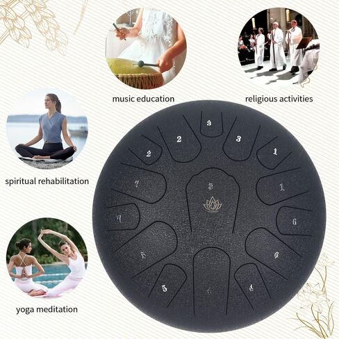 Yasisid Steel Tongue Drum 6 Inche 8 Note Steel Drums Instruments,Percussion Instrument,with Soft Bag,Music Book,2 Mallets,for Meditation or Yoga (8 Notes, White) in Kuwait