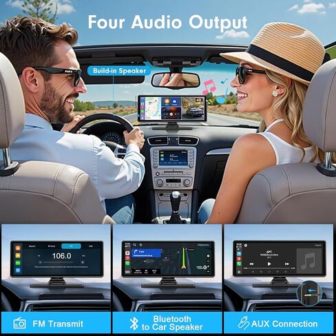 FAHREN Wireless Apple Carplay Screen for Car, 10.26" CarPlay & Android Auto Car Tablet with 4K Dash Cam & 2K Backup Camera, Audio Receivers, Carplay Radio, Voice Control/Music Play/GPS Navigation in Kuwait