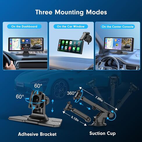 FAHREN Wireless Apple Carplay Screen for Car, 10.26" CarPlay & Android Auto Car Tablet with 4K Dash Cam & 2K Backup Camera, Audio Receivers, Carplay Radio, Voice Control/Music Play/GPS Navigation in Kuwait