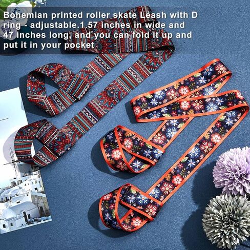 2 Pieces Rainbow Skate Leash Adjustable Skate Boot Carrier Strap Skate Shoulder Sling Leash Roller Skate Shoulder Strap for Child Skates in Saudi Arabia