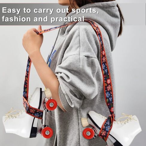 2 Pieces Rainbow Skate Leash Adjustable Skate Boot Carrier Strap Skate Shoulder Sling Leash Roller Skate Shoulder Strap for Child Skates in Saudi Arabia
