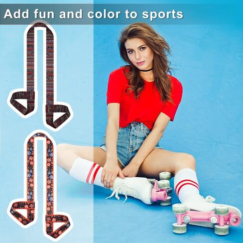 2 Pieces Rainbow Skate Leash Adjustable Skate Boot Carrier Strap Skate Shoulder Sling Leash Roller Skate Shoulder Strap for Child Skates in Saudi Arabia
