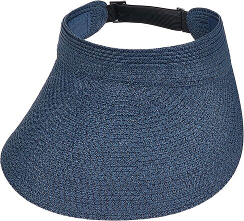 Straw Sun Visors Womens, Ponytail Beach Straw Visor, Packable Summer Sun Hats for Women Travel Khaki in Kuwait