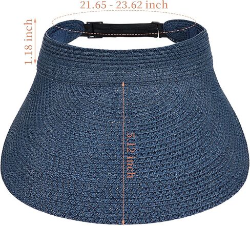 Straw Sun Visors Womens, Ponytail Beach Straw Visor, Packable Summer Sun Hats for Women Travel Khaki in Kuwait