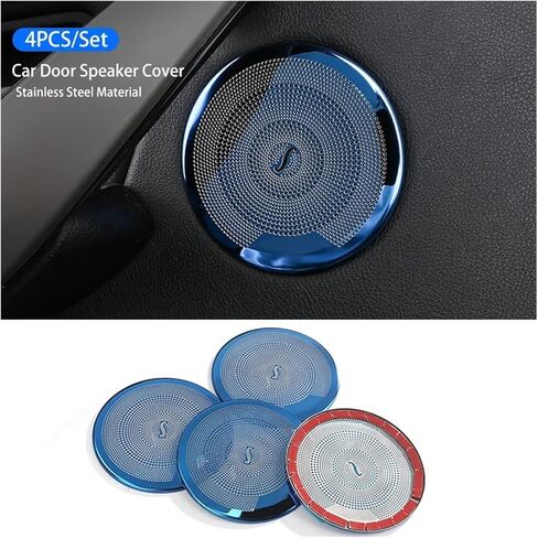 Fit for BMW F30 F32 F33 F36 3 4 Series 3GT 2013-2019 Stainless Steel Car Door Audio Speaker Cover Trim Frame Interior Accessories Door Audio Speaker Cover(Blue 4pcs) in Kuwait