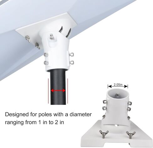 Pipe Adapter Pole Mount for Starlink Gen 3, Adjustable Pole Mount Adapter Kit for Starlink Standard Dish V3, Aluminum Alloy, White in Kuwait