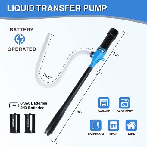 AETLEEMO Portable Power Battery Pump, Water&Fuel Transfer Pump Up to 2.2 GPM, Battery Operated Liquid Transfer Pump for Gasoline Diesel Oil Fish Tank in Saudi Arabia
