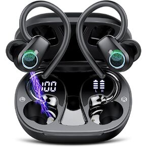 Wireless Earbuds, Bluetooth 5.3 Headphones Sport, In Ear buds Wireless Earbuds Bluetooth 50H Playtime LED Display, Deep Bass Stereo Noise Cancelling Headphones, IP7 Waterproof Earphones, Jet Black