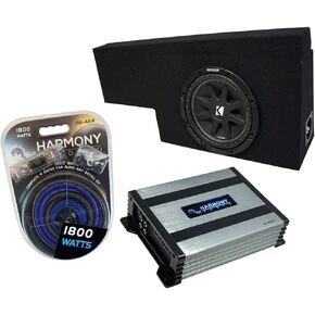 Harmony Audio Compatible with 2001-2006 Chevy Silverado 1500 Crew Truck Kicker Bundle Comp C10 Sealed 10" Sub Box Enclosure & Harmony HA-A400.1 Amp