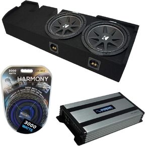 Harmony Audio Kicker C10 Compatible with Ford F-150 Super Crew Truck 2001-2003 Bundled with HA-A800.1 Amplifier and Dual 10" Custom Sub Box Enclosure