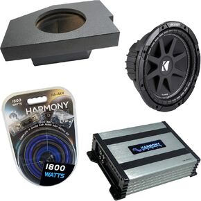 Harmony Audio Kicker Bundle Compatible with 2002-2018 Dodge Ram Quad/Crew Truck 43C104 Comp C10 Single 10" Loaded Sub Box Enclosure with HA-A400.1 Amplifier