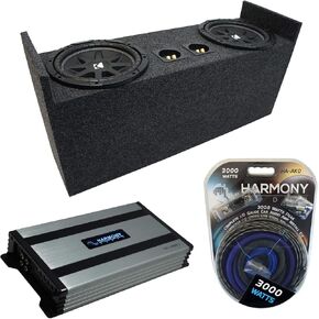 Harmony Audio HA-A800.1 Compatible with Jeep Wrangler YJ TJ 1987-06 Car Stereo Class D Mono 1600W Sub Amp, 43C104-N 10" Comp C10 Series Sub and JEEP2X10 Custom Dual Enclosure Box