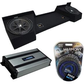 Harmony Audio Compatible with 2007-2013 Chevy Silverado Extended Cab Truck Kicker Bundle Comp C12 Dual 12" Sub Box Enclosure & Harmony HA-A800.1 Amp