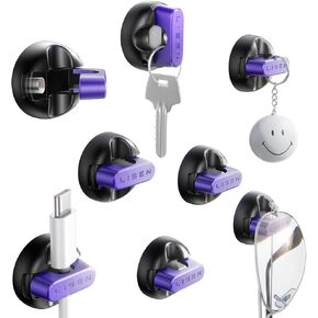 8-Pack Desk Cord Organizers [1S Snap-On] Charging Cable Holder, LISEN Cord Holder for Nightstand with 4 Extra Strong Adhesive Pads, Wire Organizer for Nightstand, Home, Wall, Car, Desktop, Purple