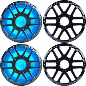 Memphis Audio 2 Mm1224 12 "Subwoofers Marine مع LED RGB متكاملة ومقاومة 2 أو 4 أوم القابلة للاختيار مع 2 MXA12GB الأسود 12" MXA شوايات تحت