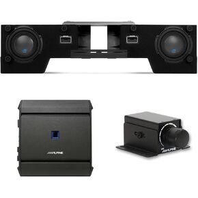 Alpine S-DB8V-TRK Dual 8" Halo S-Series Preloaded Truck Subwoofer Enclosure with Alpine S-A60M S-Series 600 Watt Mono Amp and RUX-KNOB.2 Bass Knob