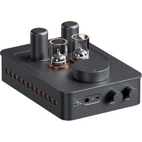Fosi Audio GR70 Tube Headphone Amp Preamp, Authentic Tube-Amplification with Vacuum 5654W*2 & 6AC7*2, Mini HiFi Preamplifier for Home Audio, 3.5mm & 6.35mm Jacks Supporting 16-300 ohms Impedance