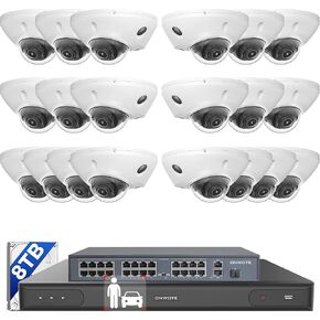 ONWOTE NVR 32 Channel Security Camera System 12MP, 20x 5MP 30FPS Vandal Proof PoE IP Cameras, Smart Color Night Vision, 32CH 6K 4K Commercial NVR 8TB, 4 HDD Ports Support 40TB, CCTV for Business