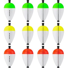 THKFISH Peg Floats Slotted 12PCS Catfish Fishing Floats Foam Slip Bobbers for Fishing Santee Rig Crappie Panfish Bass Trout, 1.2in 2in