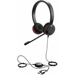 Jabra Evolve 20 Wired Headset (2025 Edition) - Dual-Ear Wired Headset for Office and Work from Home - Call Control - All Platforms - USB-C/A Connectivity - Black
