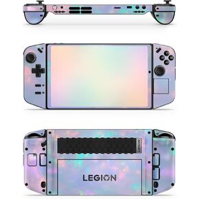 ZOOMHITSKINS Gaming Skin Compatible with Lenovo Legion Skin, Gemstone Pink Blue Silver Marble Spark Opal, 3M Vinyl Decal Sticker Wrap, Made in The USA