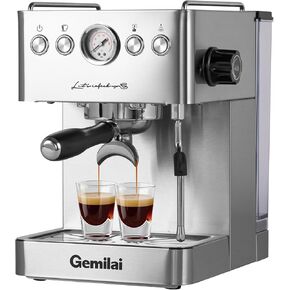Espresso Machine, 15 Bar Professional Espresso Maker, 1500 W Powerful Water Pump with NTC, Coffee Machine for Cappuccino, Latte, Gift for Coffee Lover, Stainless Steel G3005H