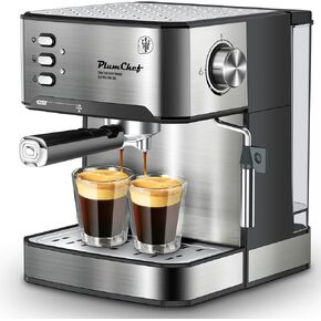 20 Bar Professional Espresso Machine with Milk Frother, Dual Shot, ESE Pod Compatible, 54 OZ Removable Water Tank for Home Barista (Silver Black)