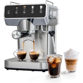 Expresso Coffee Machines With Touchscreen 20 Bar Professional Espresso Maker With Milk Frother & Hot Water, Stainless Steel Coffee Maker for Cappuccino Latte Americano, for Home Office Use