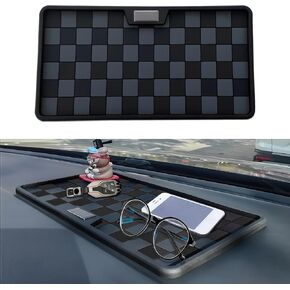 Car Dashboard Non Slip Mat, Car Grip Pads, 11'' x 6'' Multifunctional Fixate Anti Slide Sticky Dash Pad, Universal Auto Storage Tray for Cell Phone, Key, Electronic Device, GPS (Black Gray)
