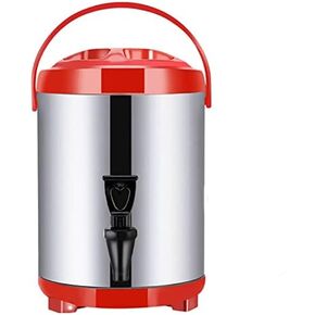 Insulated Beverage Dispenser, 6L/8L/10L/12L/14L/16L/18L/20L, 304 Stainless Steel Milk Tea Insulation Bucket, Hot & Cold Drinks Dispenser, Commercial And Home,Red,16L