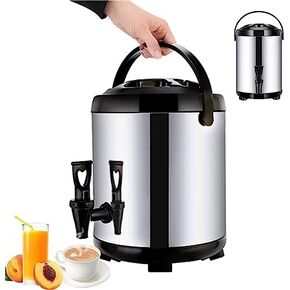 304 Stainless Steel Hot Water Dispenser Kettle Boiler Warmer Coffee Urn with Cover And Spigot Milk Tea Bucket Insulated Barrel for Hot Water Or Beverage,16L
