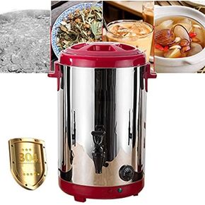 Electric Hot Water Urn, Insulated Beverage Server/Dispenser, Double Wall Stainless Steel Commercial Coffee Boiler for Large Groups, 6L/10L/14L,Red,14L